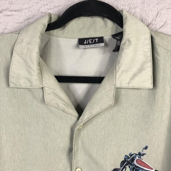 Motorcycle Pinup Shirt Mens XL Green Blue Ombre Button Front Camp Biker J/E/T - Picture 16 of 16